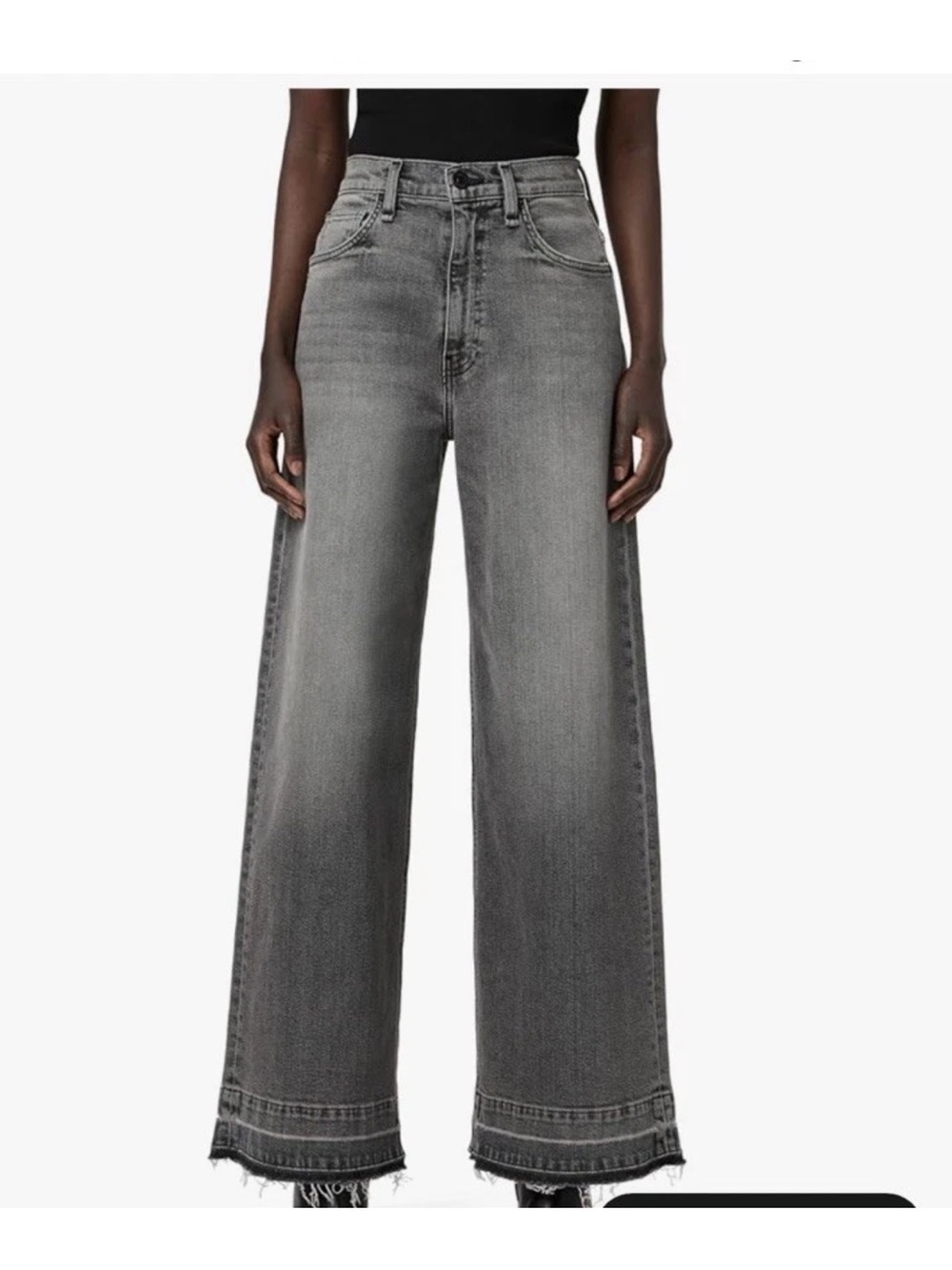 Hudson James High Rise Wide Leg Petite Pants Women’s Sz 33 Color:Black Smoke